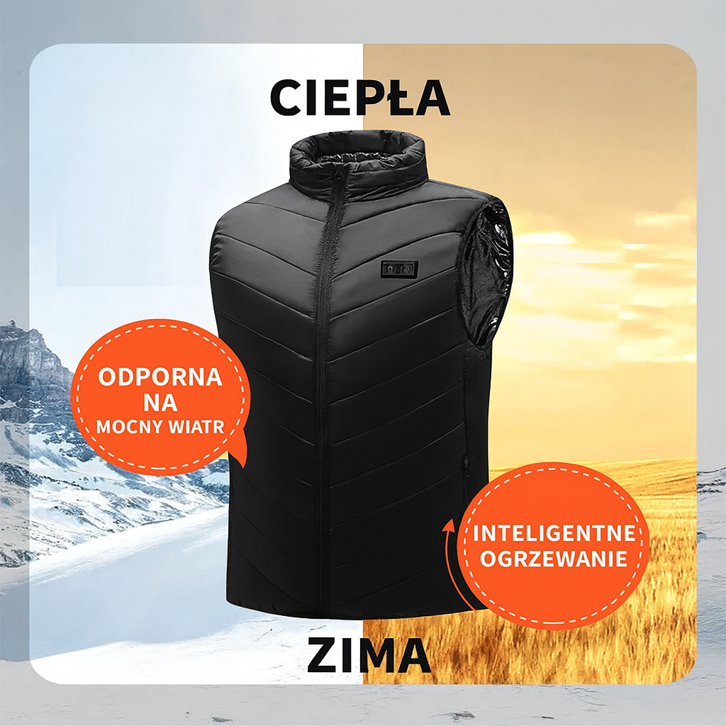 Kamizelka Podgrzewana – Unisex, USB, 21 Stref Grzania