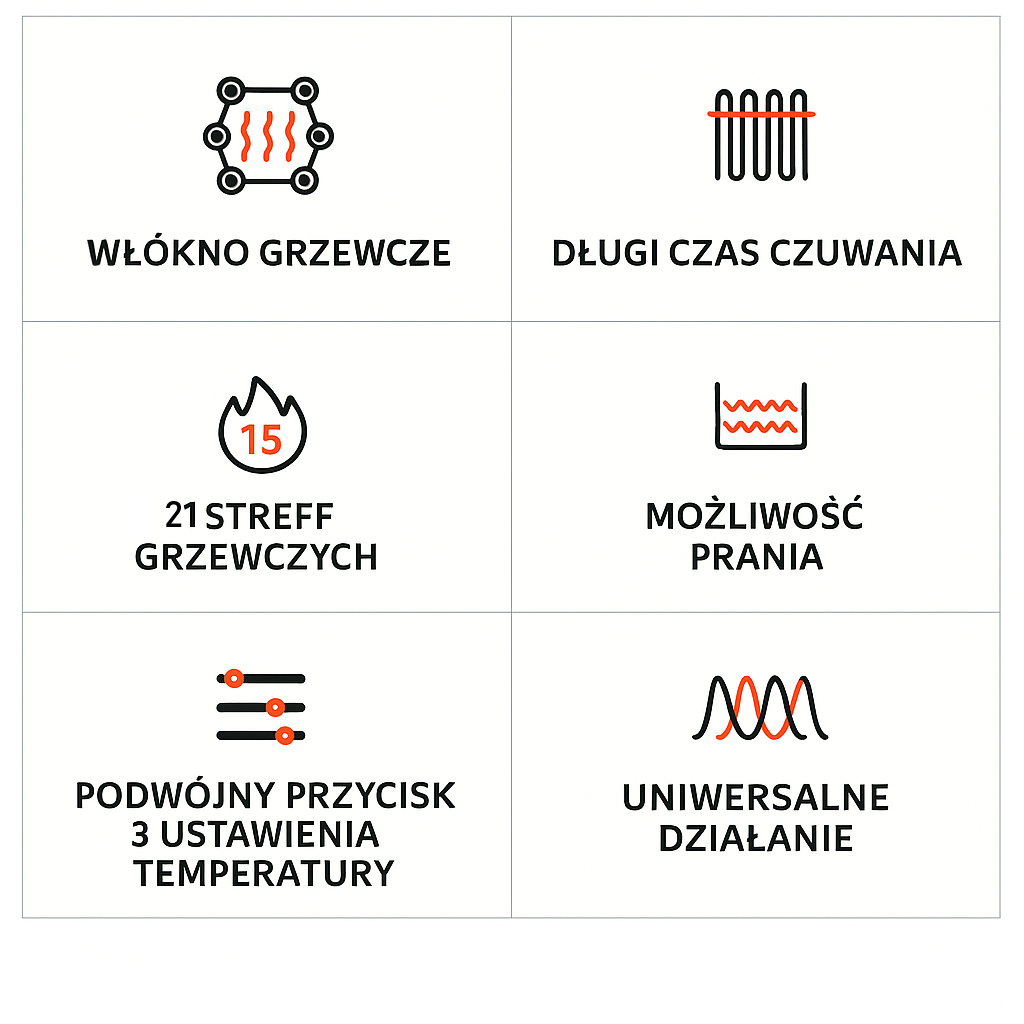 Kamizelka Podgrzewana – Unisex, USB, 21 Stref Grzania